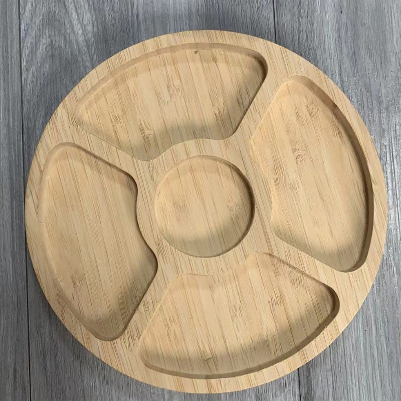 Simple five-grid bamboo tray
