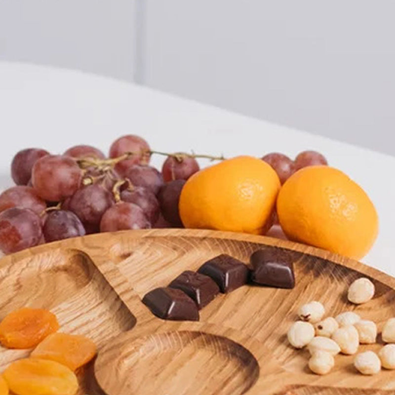 Simple five-grid bamboo tray