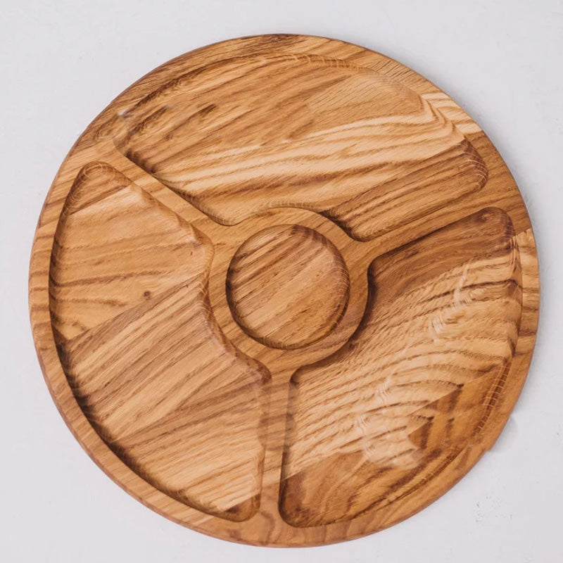 Simple five-grid bamboo tray