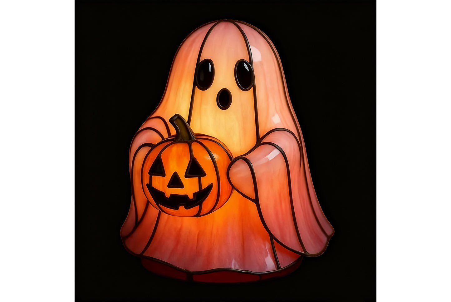 **Cute Ghost Reading Lamp Halloween Resin Ornament**