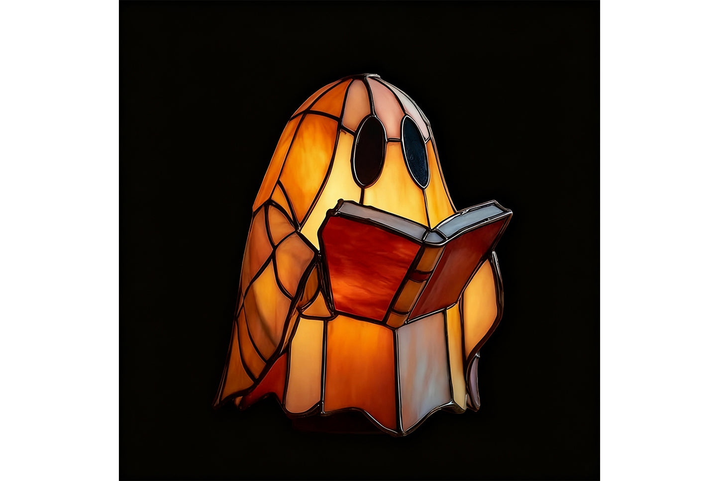 **Cute Ghost Reading Lamp Halloween Resin Ornament**