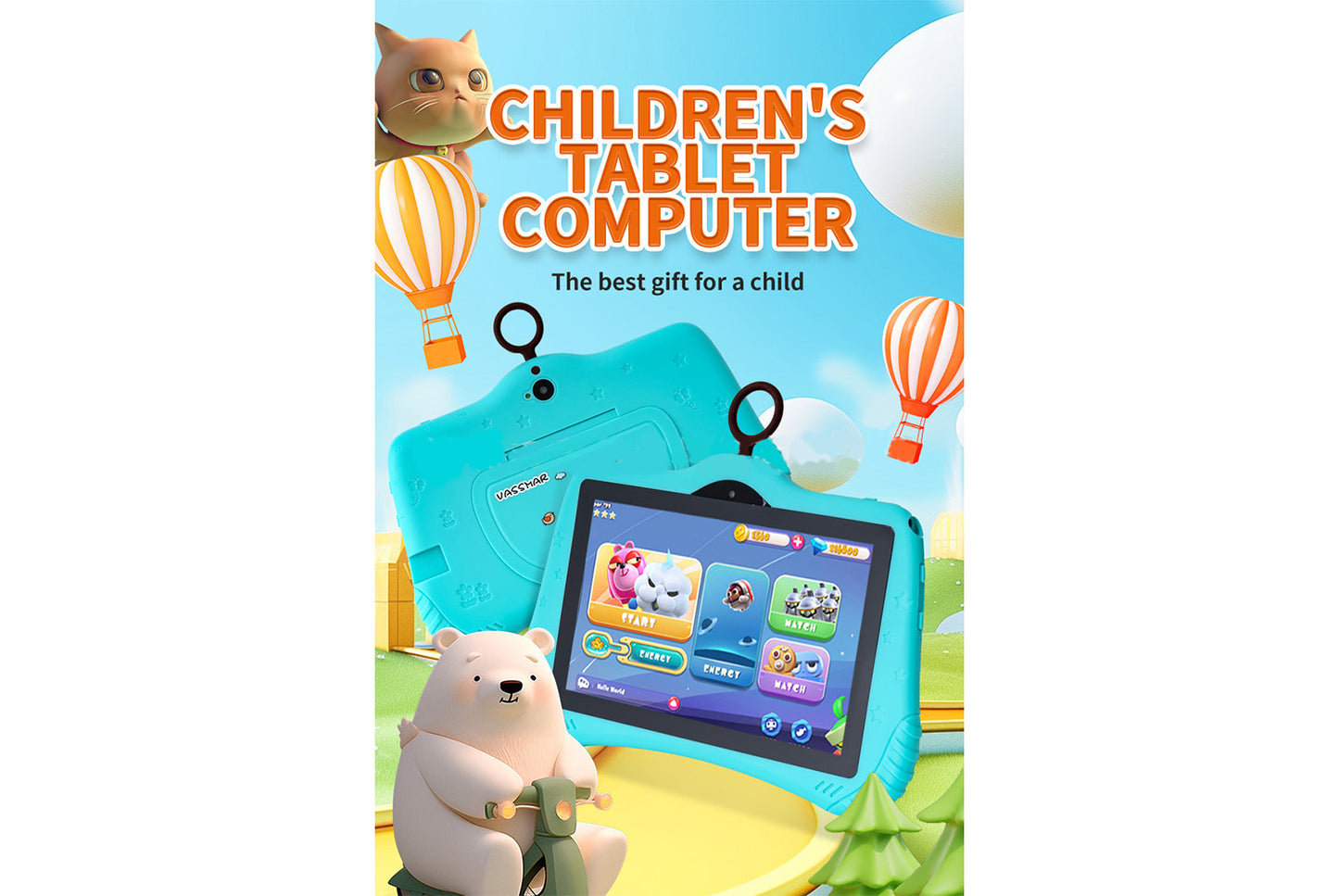7-inch Kids' Tablet | Shockproof and Explosion-Proof | Android 7.0
