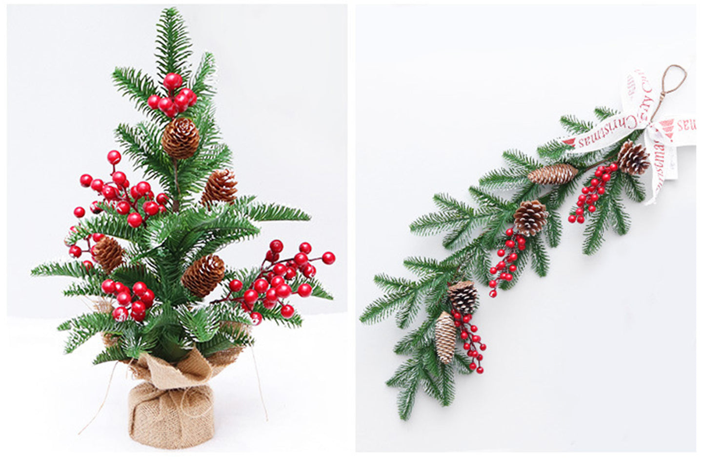 **Snowflake Christmas Tree Garland Rattan Horn Set**