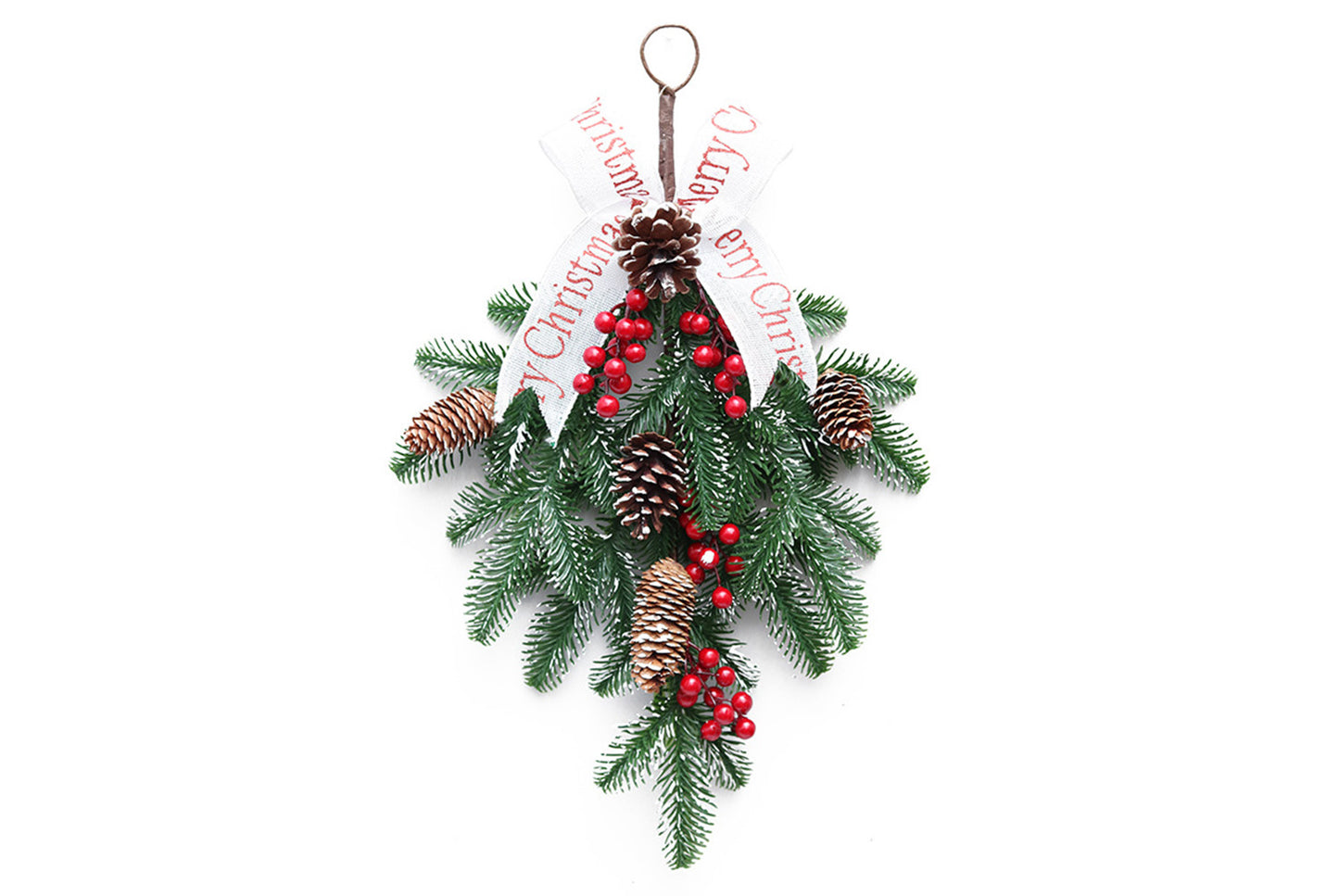 **50cm Inverted Christmas Tree Red Berry Decorative Wreath**
