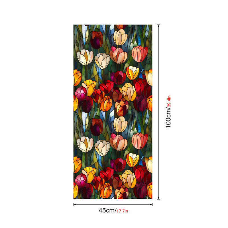 Double-sided colorful flower static glass sticker