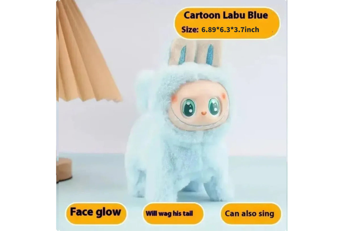 Labubu Electric Dog β Singing Plush Toy with Glowing Face & Wagging Tail