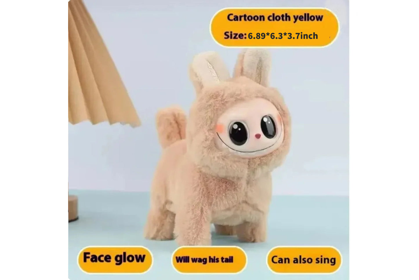 Labubu Electric Dog β Singing Plush Toy with Glowing Face & Wagging Tail