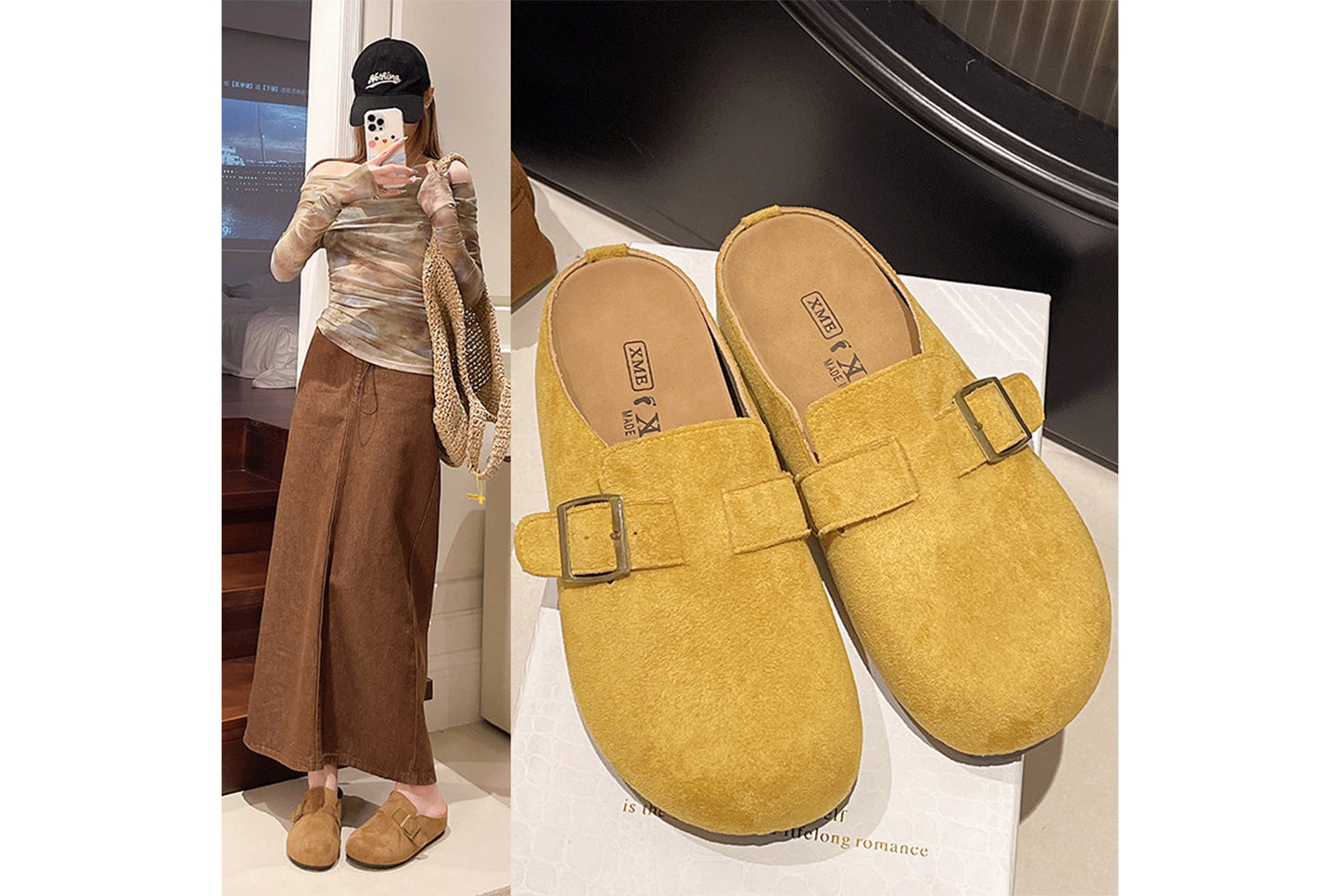 Matte Round-Toe Thick-Sole Birkenstock Slides