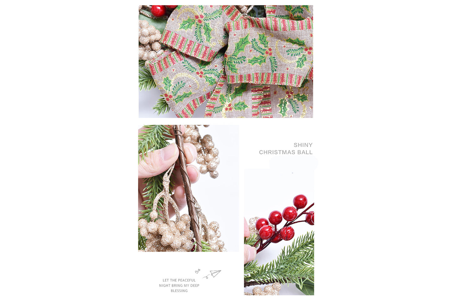 50cm Small Red Fruit PE Christmas Wall-Mounted Upside-Down Tree