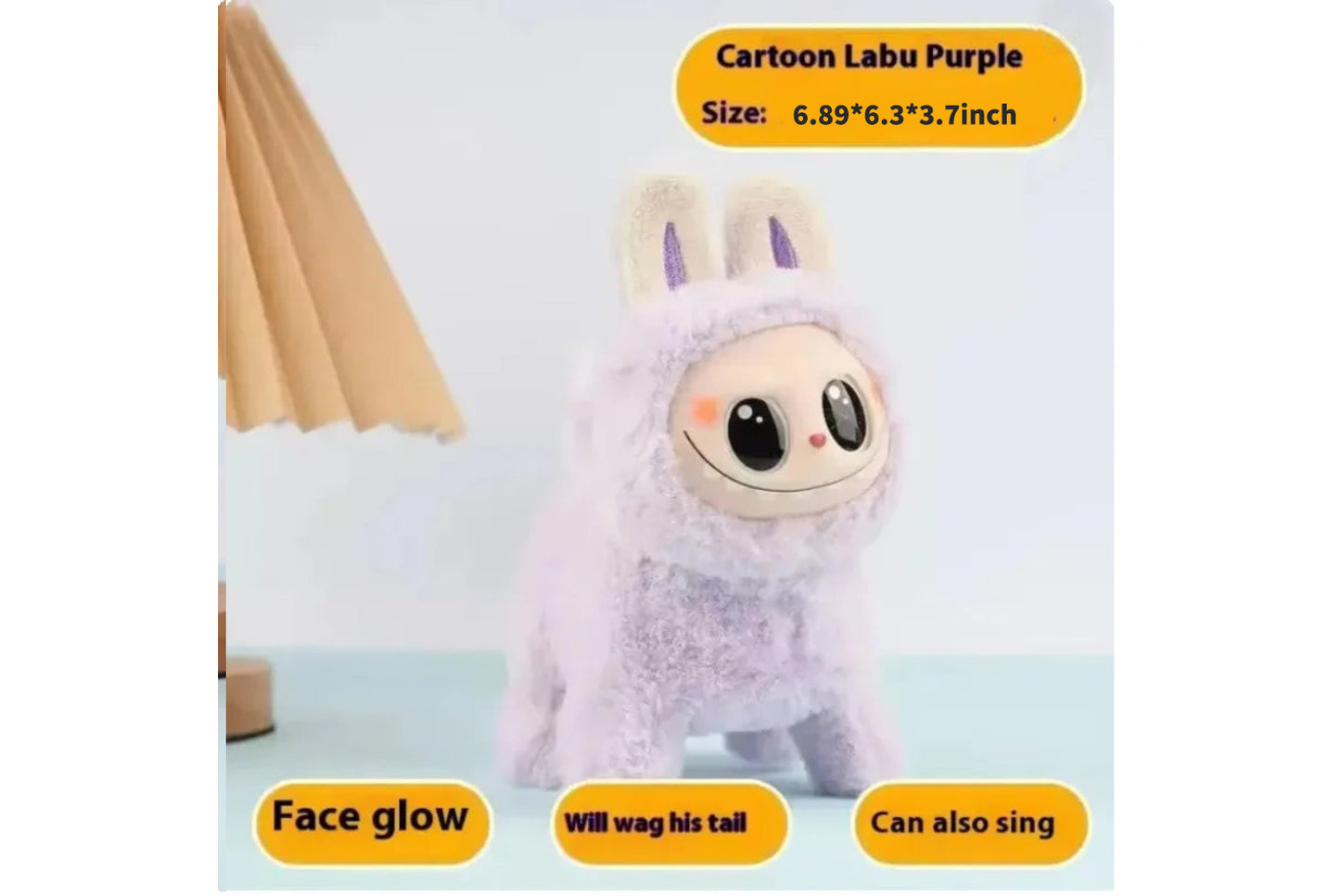 Labubu Electric Dog β Singing Plush Toy with Glowing Face & Wagging Tail
