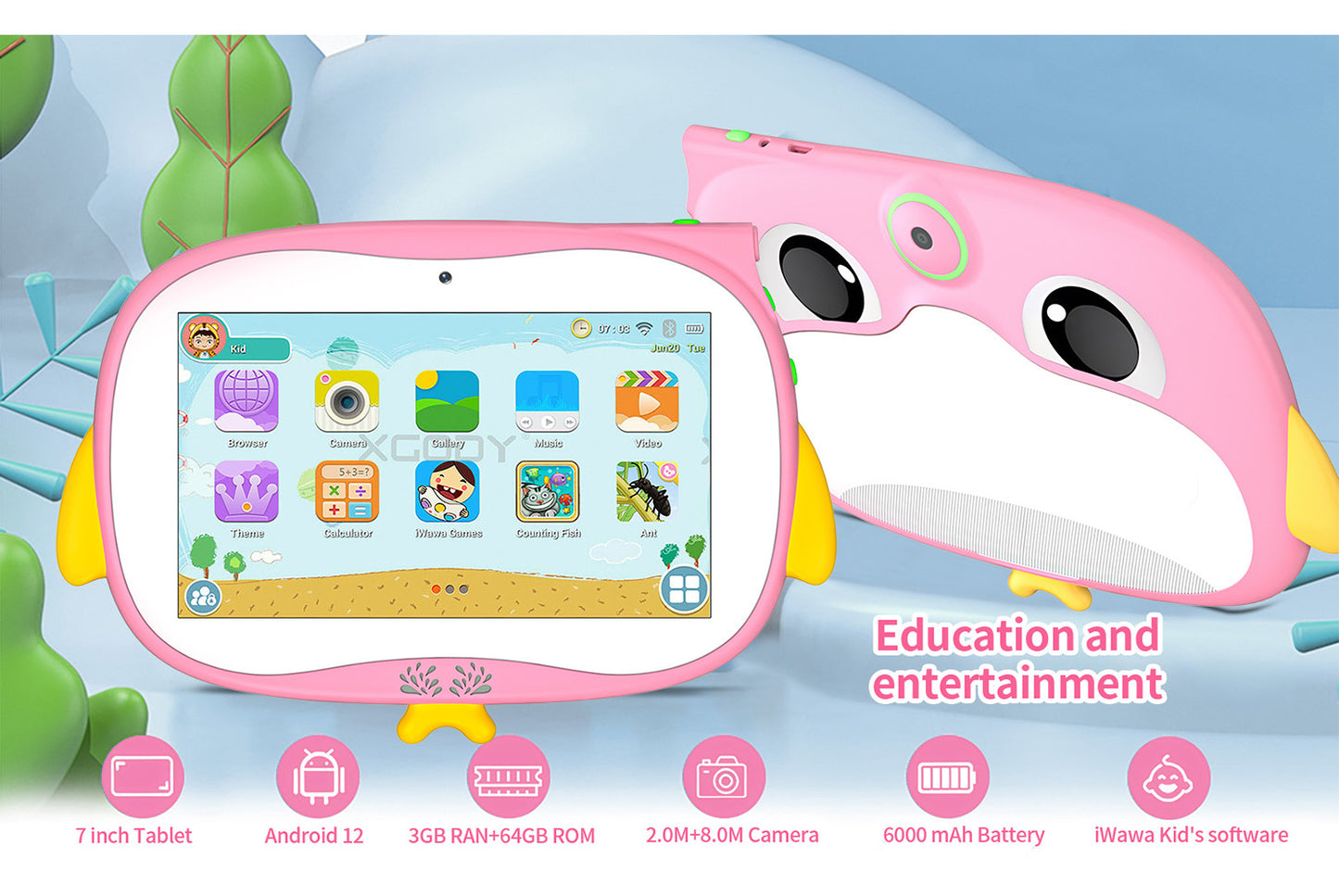 **7-inch drop-resistant children's tablet