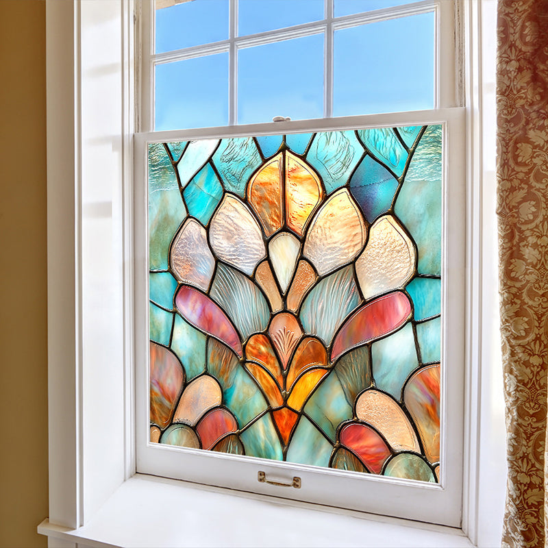 Colorful flower static glass sticker