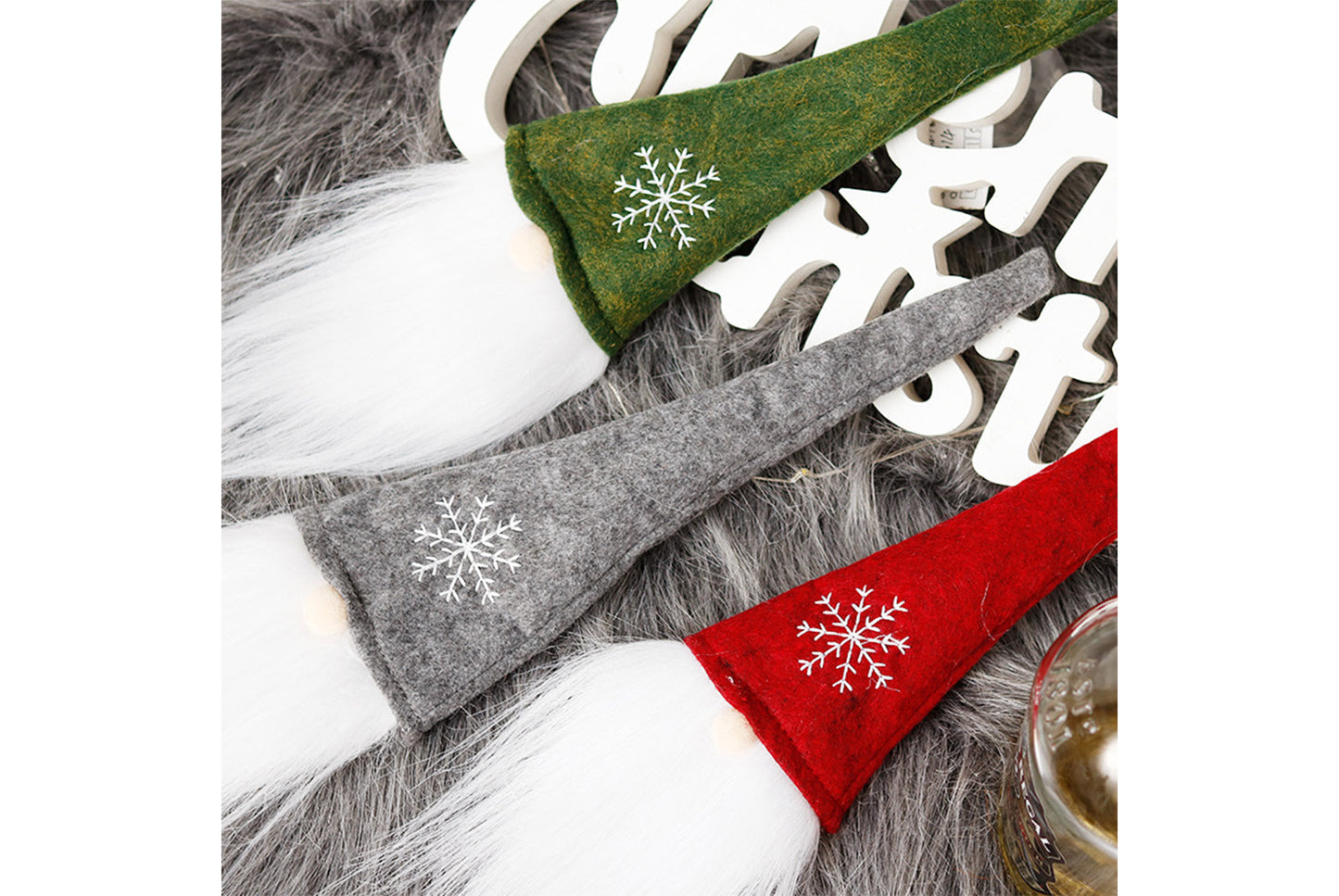 **Nordic Christmas Wine Bottle Cover (Faceless Old Man Snowflake Design)**