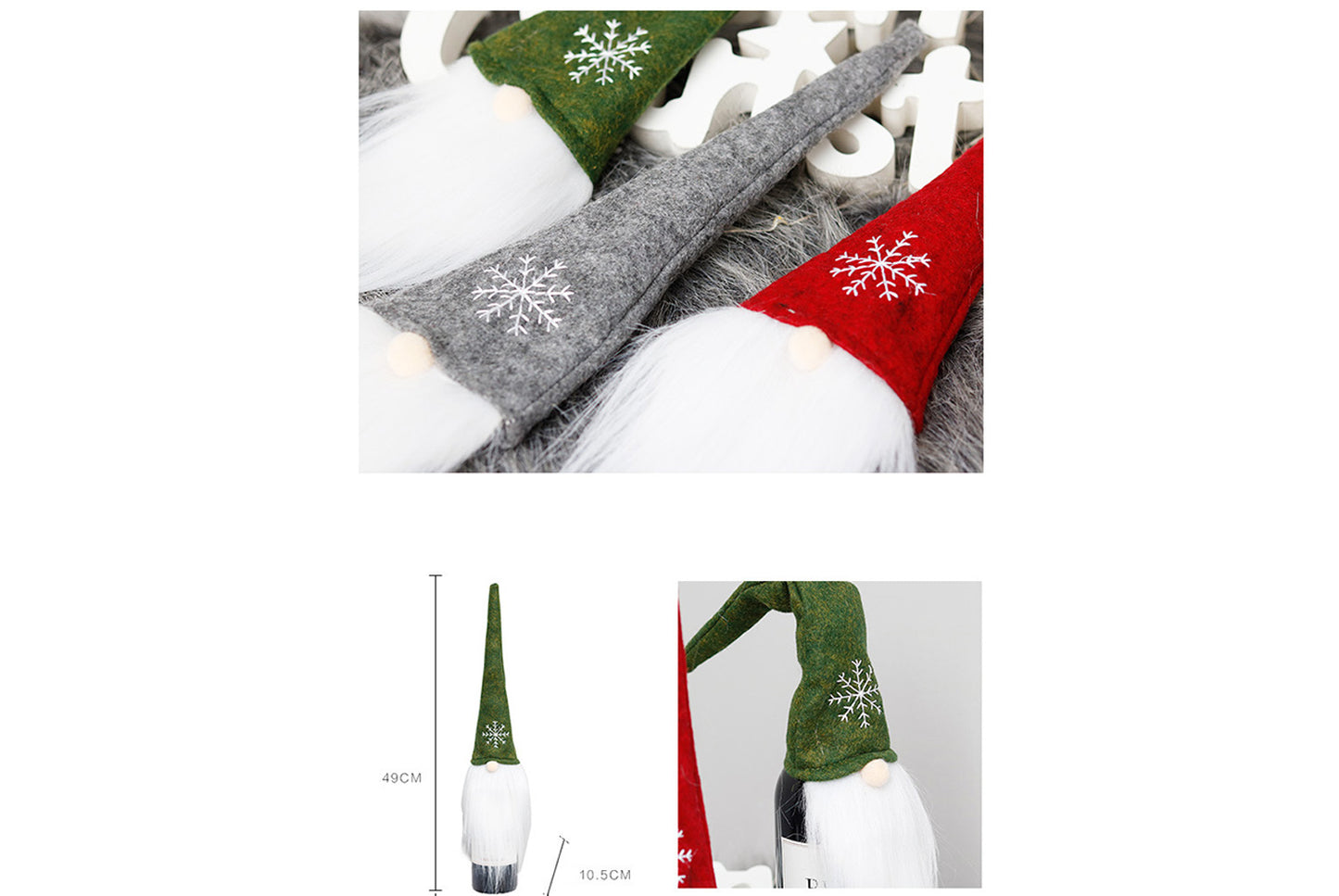 **Nordic Christmas Wine Bottle Cover (Faceless Old Man Snowflake Design)**