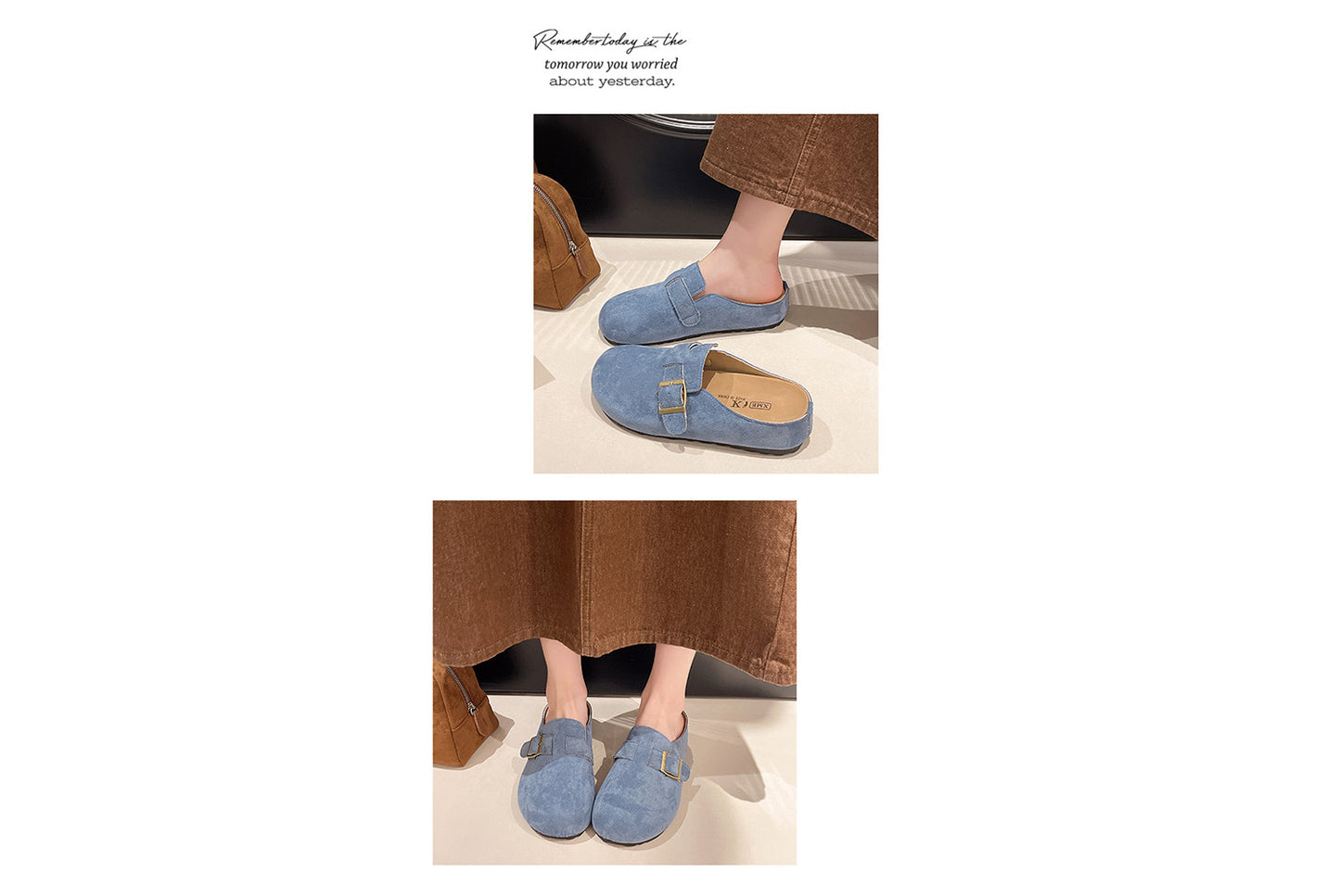 Matte Round-Toe Thick-Sole Birkenstock Slides