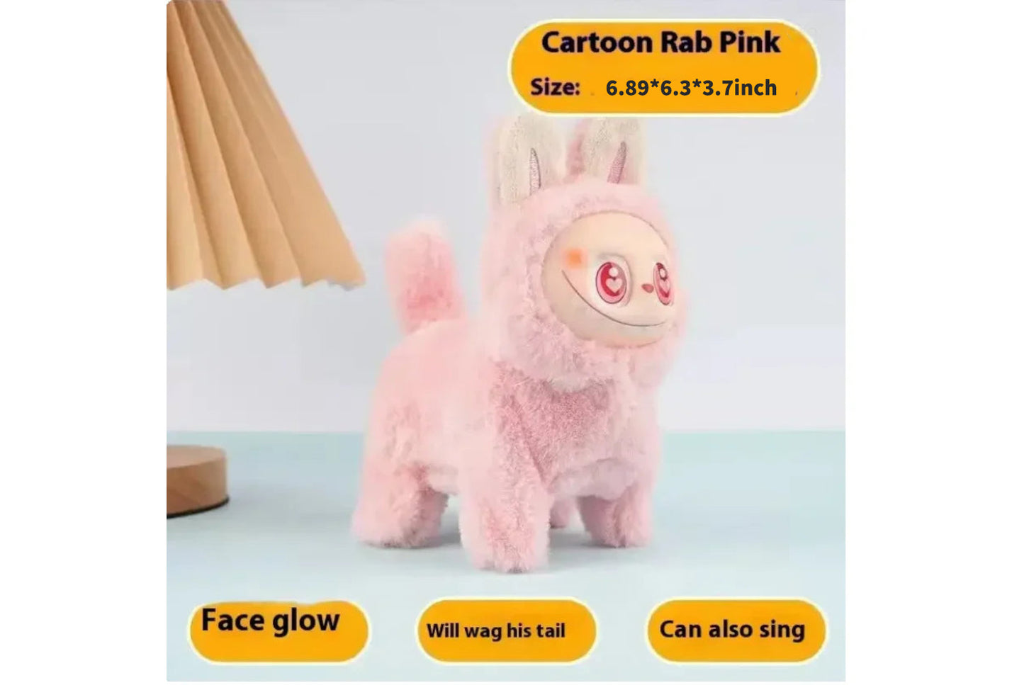 Labubu Electric Dog β Singing Plush Toy with Glowing Face & Wagging Tail