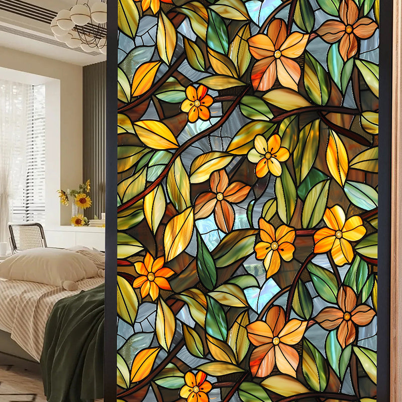 Double-sided colorful flower static glass sticker