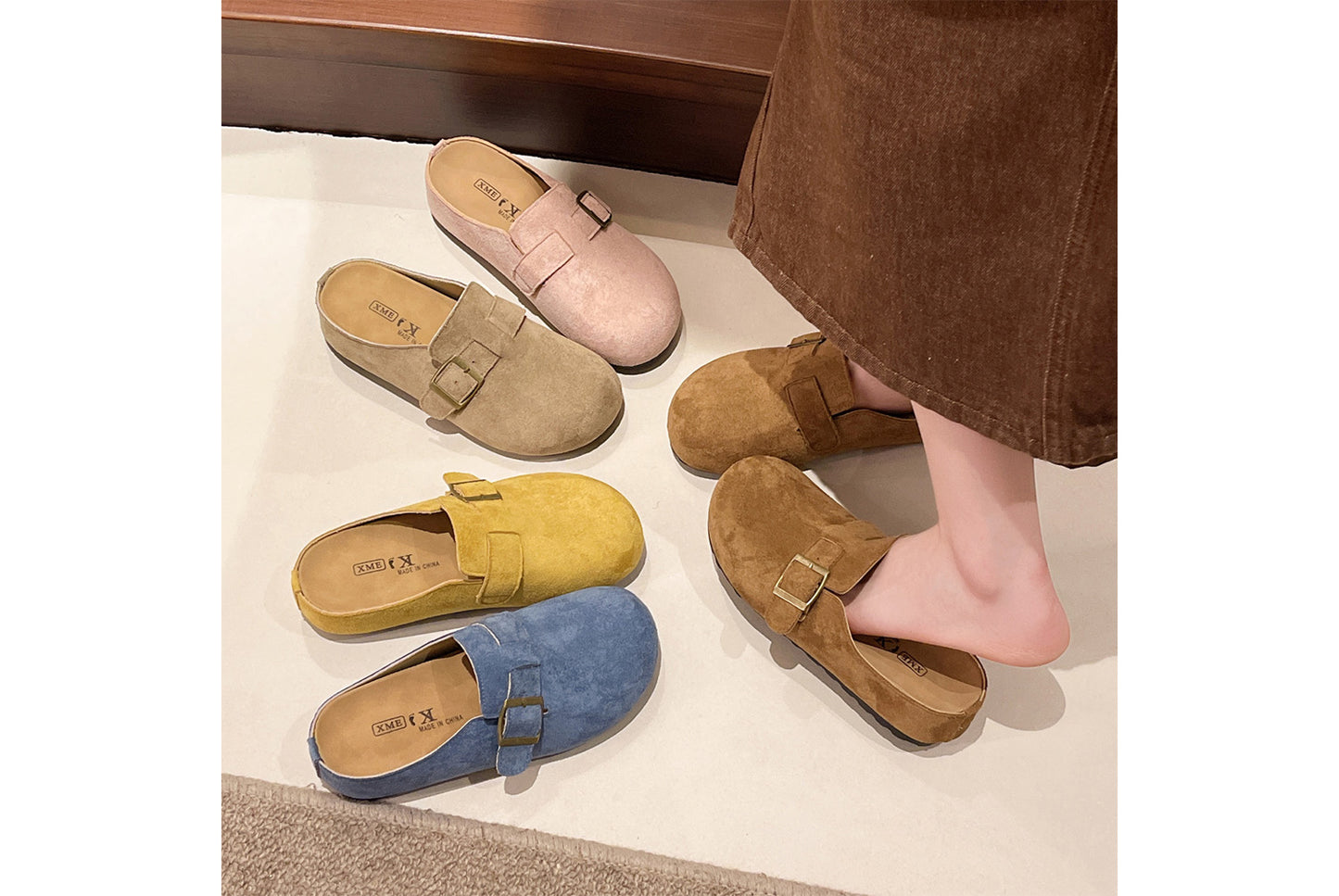 Matte Round-Toe Thick-Sole Birkenstock Slides
