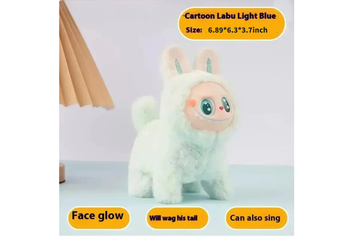 Labubu Electric Dog β Singing Plush Toy with Glowing Face & Wagging Tail
