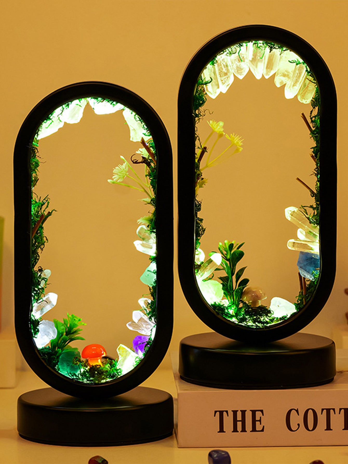 Natural crystal raw stone forest mushroom lamp