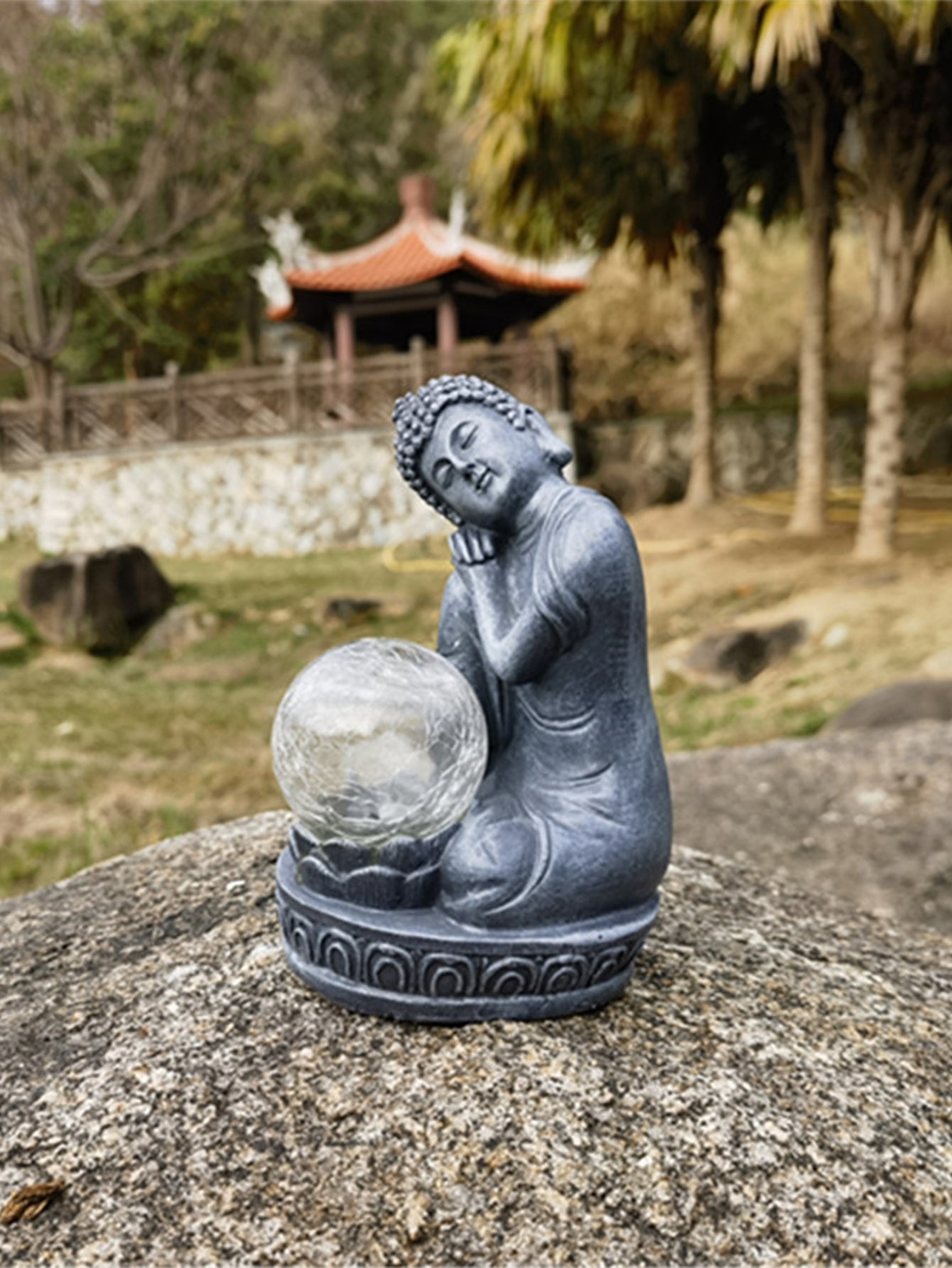Resin Buddha Statue Solar Lamp