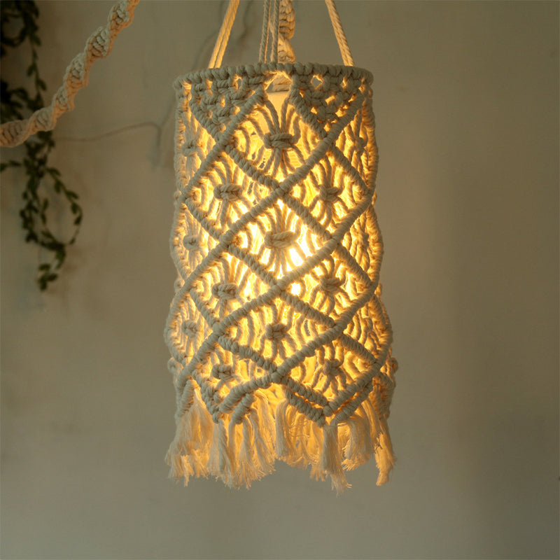 Hand-woven pendant lampshade