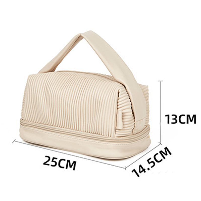 Simple pleated PU wash bag