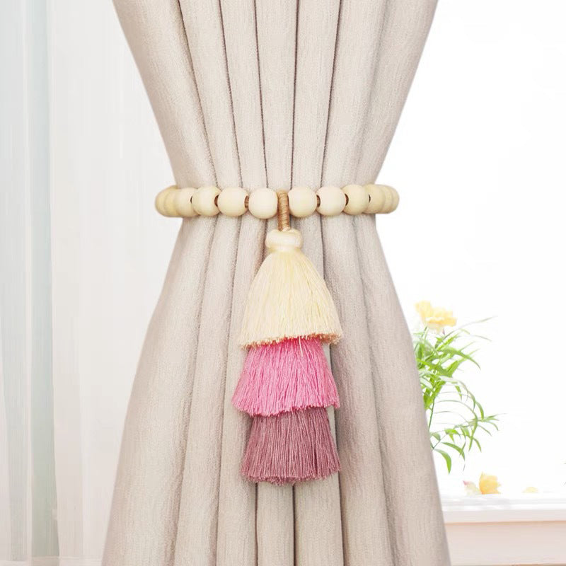 Punch-free rainbow tassel curtain tie