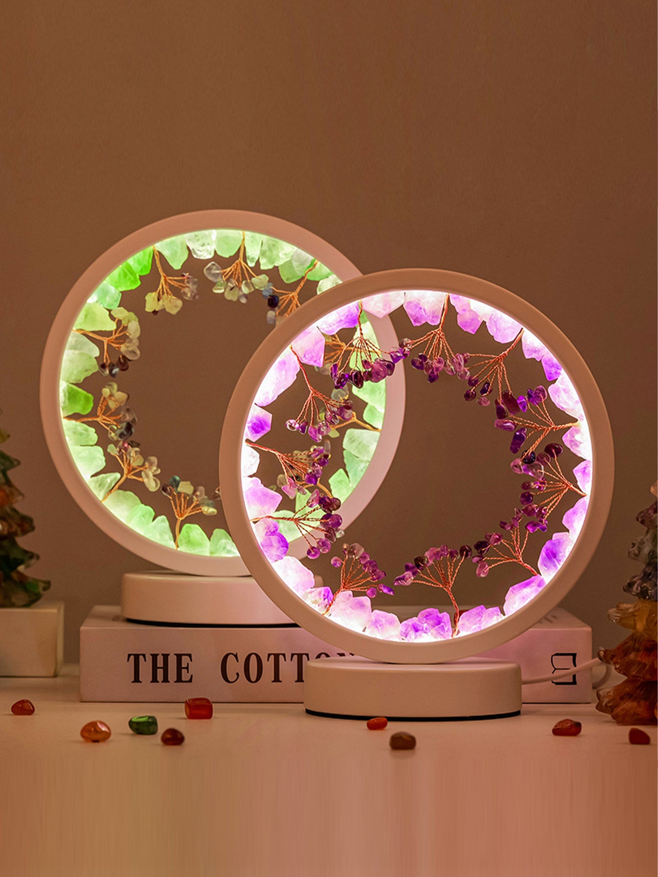 Natural crystal raw stone night light