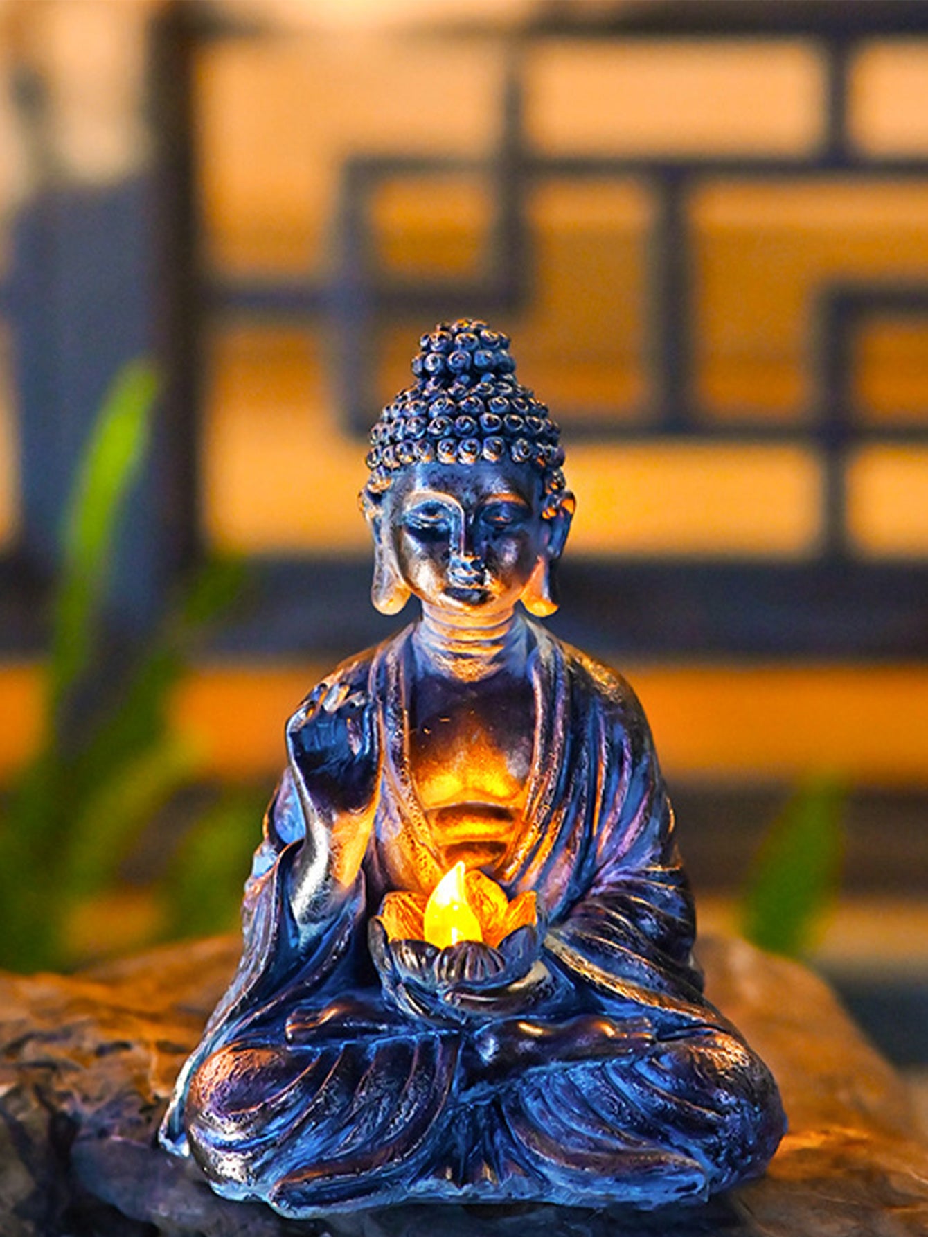 Zen Solar Lotus Buddha Statue Ornaments