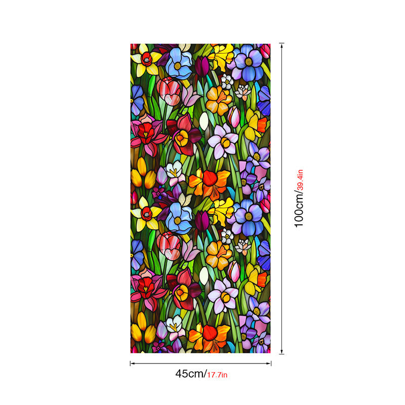 Double-sided colorful flower static glass sticker