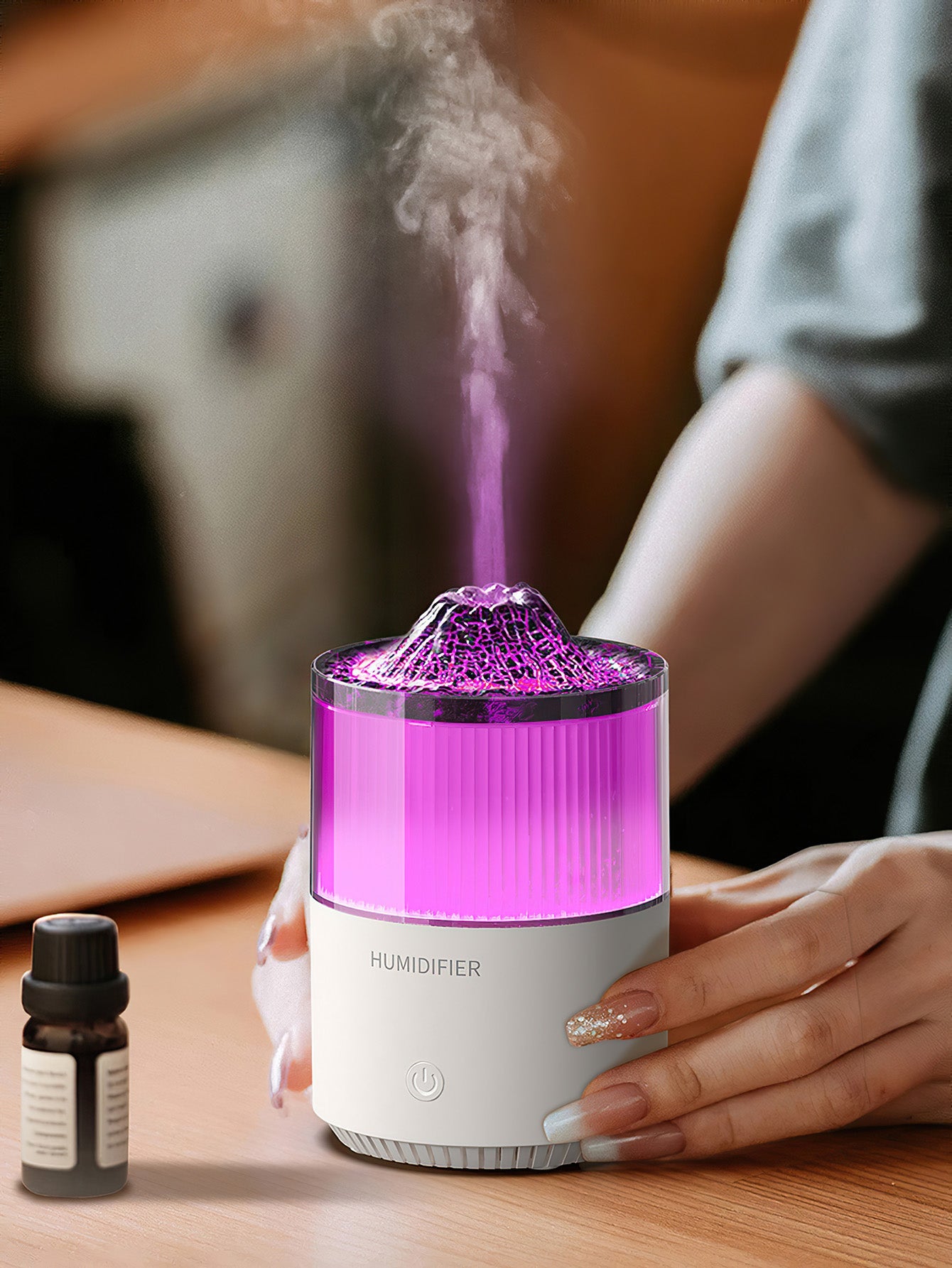Volcanic Rock Night Light Aroma Diffuser with Flame Effect - 2 Colours