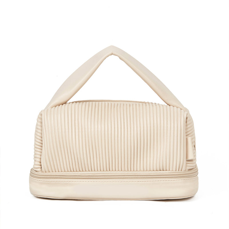 Simple pleated PU wash bag