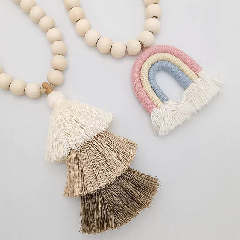 Punch-free rainbow tassel curtain tie