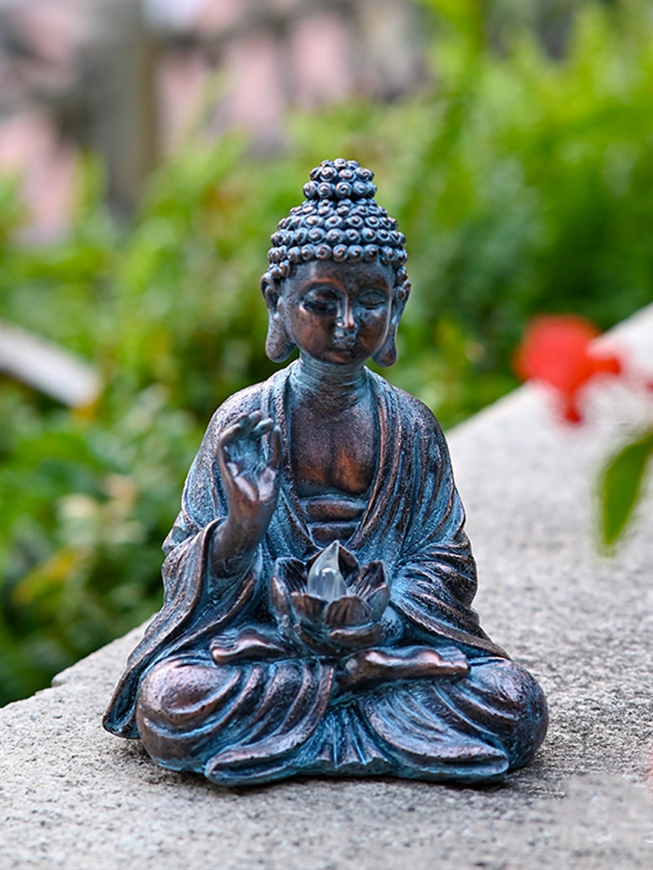 Zen Solar Lotus Buddha Statue Ornaments