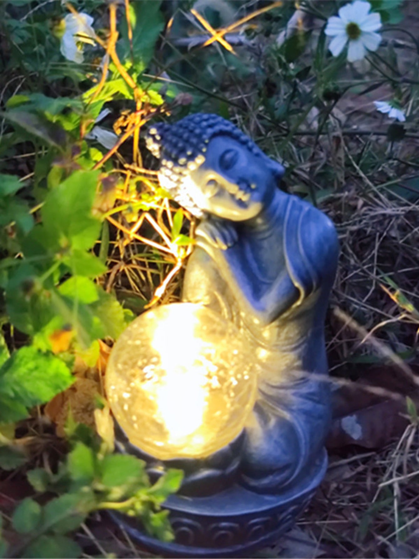 Resin Buddha Statue Solar Lamp