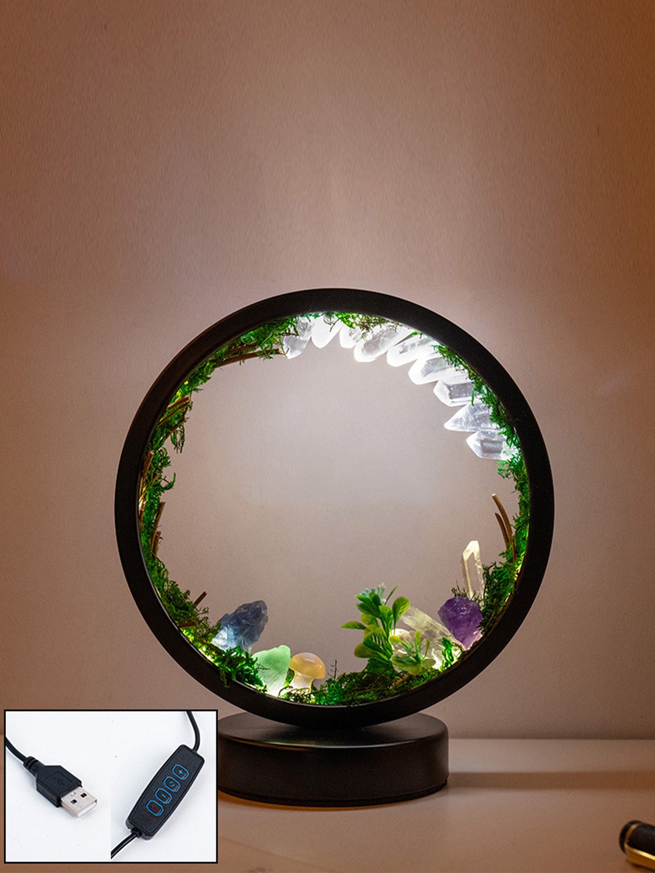 Natural crystal stone forest atmosphere night ligh