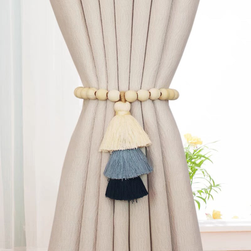 Punch-free rainbow tassel curtain tie