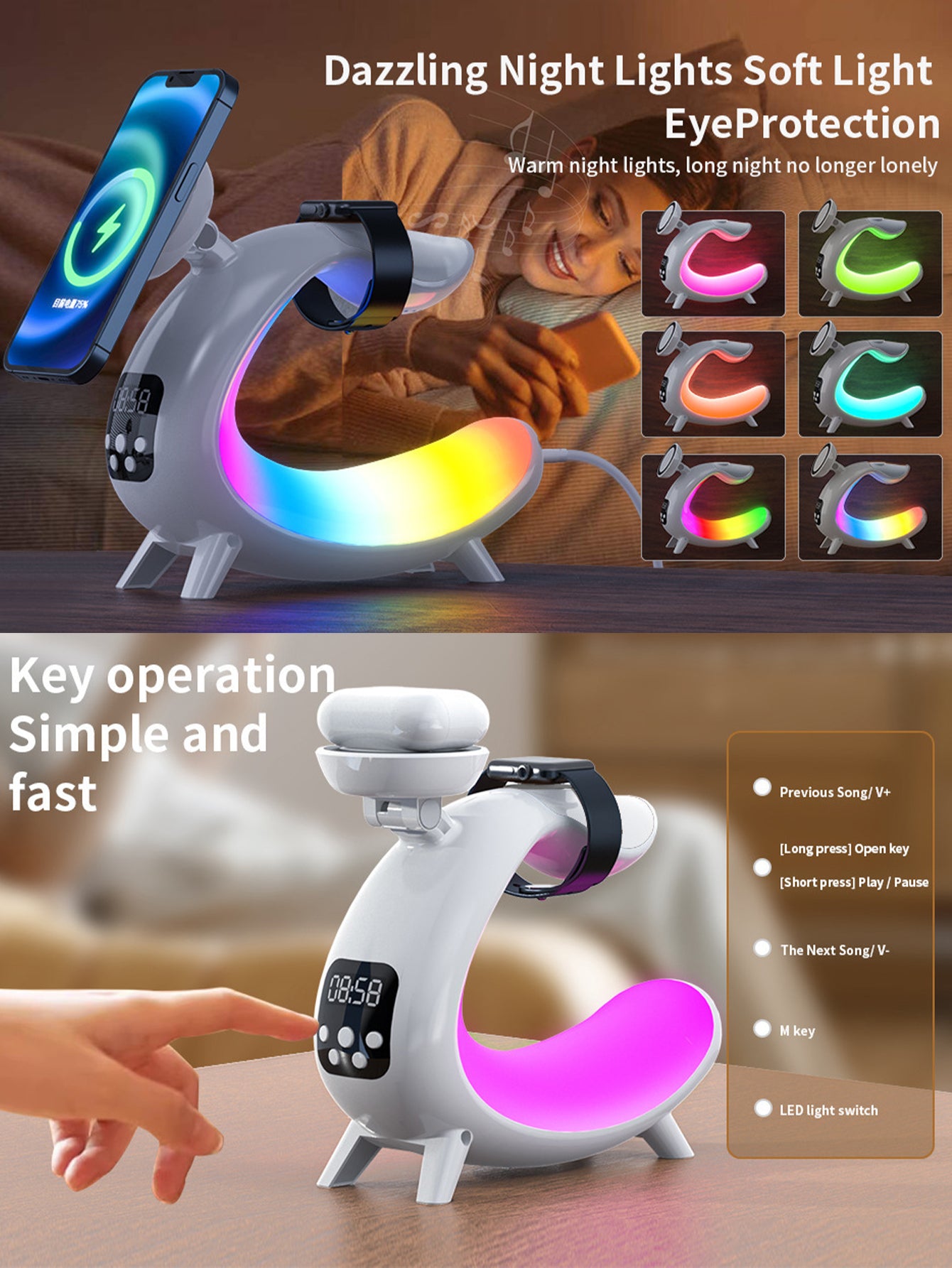 6-in-1 wireless charging night light
