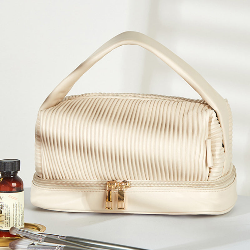 Simple pleated PU wash bag