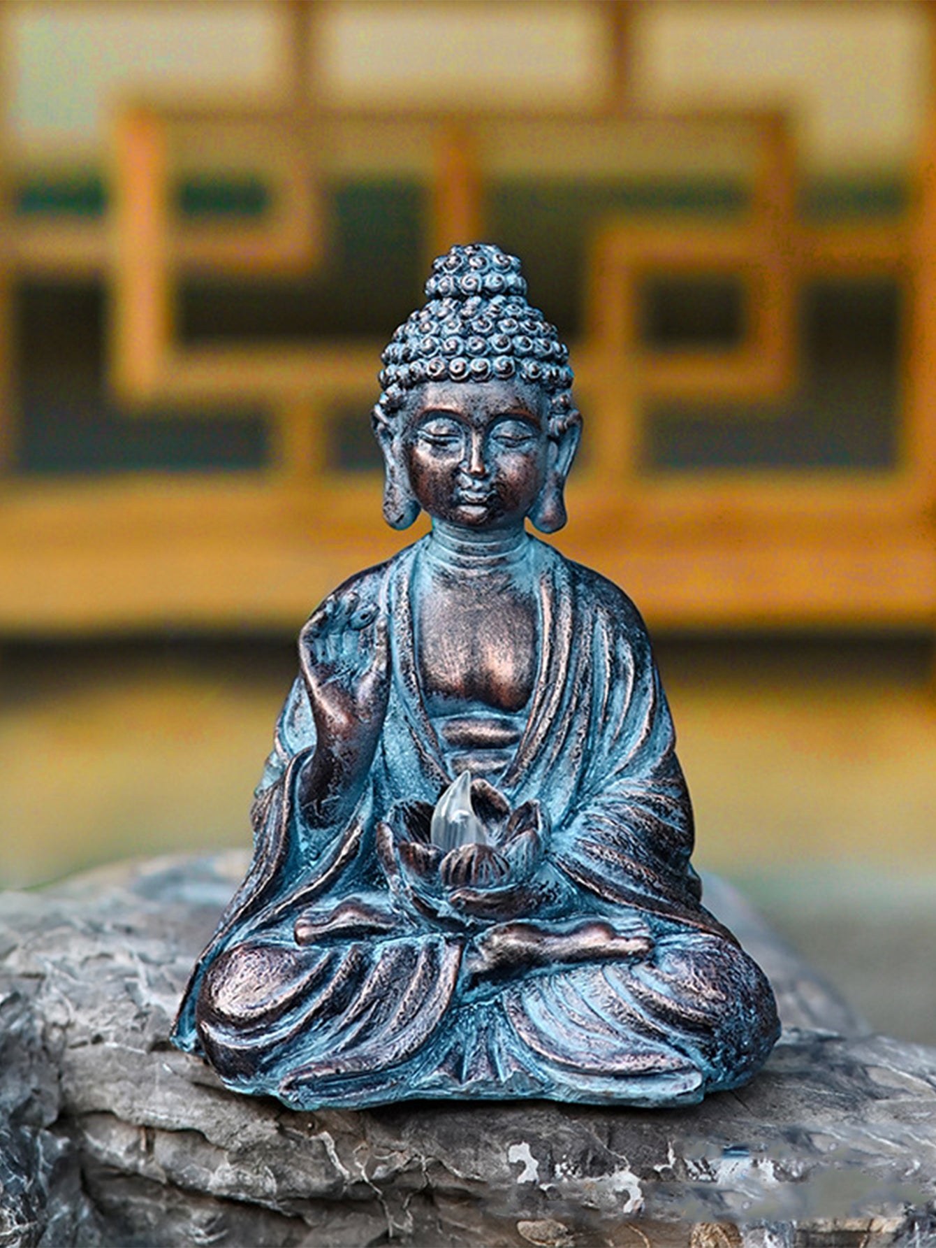 Zen Solar Lotus Buddha Statue Ornaments
