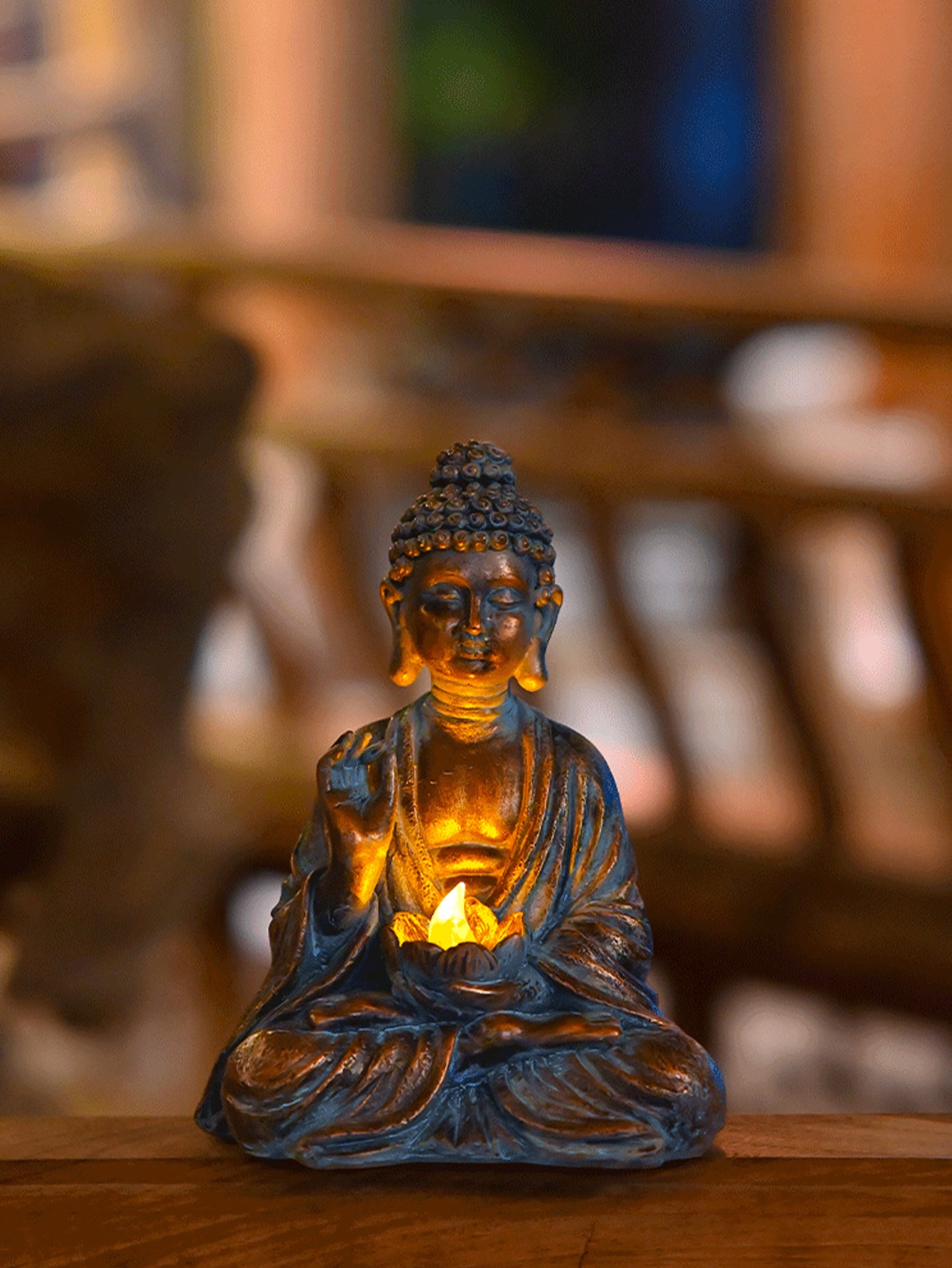 Zen Solar Lotus Buddha Statue Ornaments