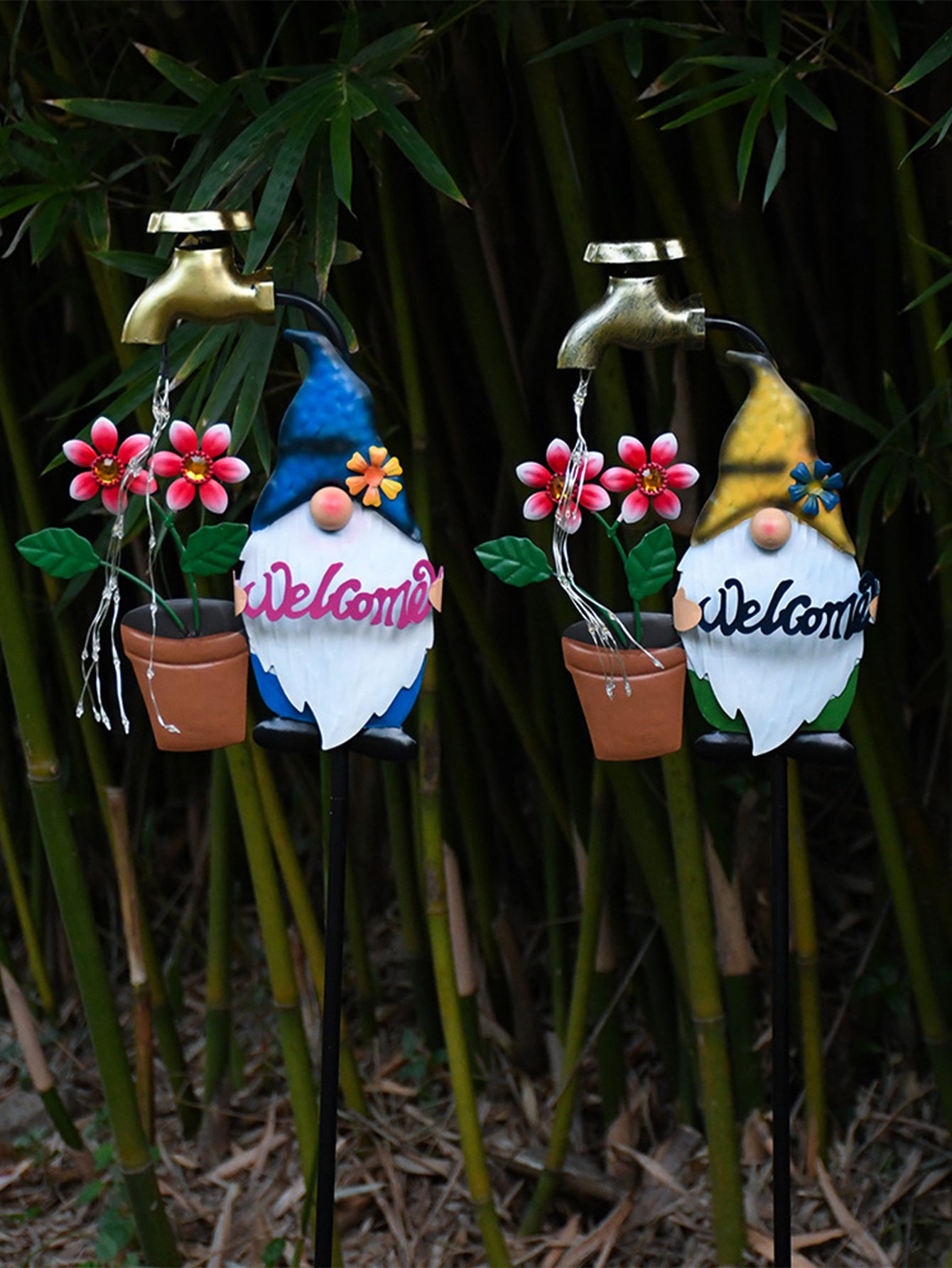 Solar-Powered Sprinkler Gnome Lawn Lights