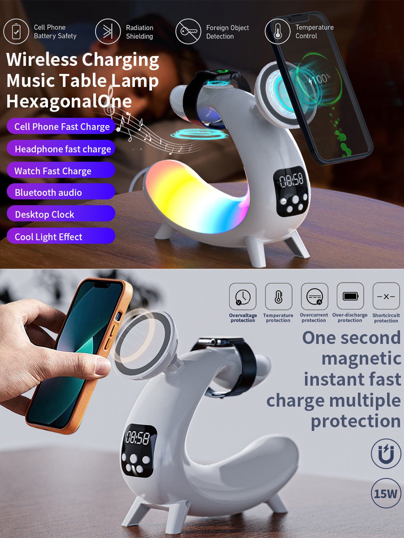 6-in-1 wireless charging night light