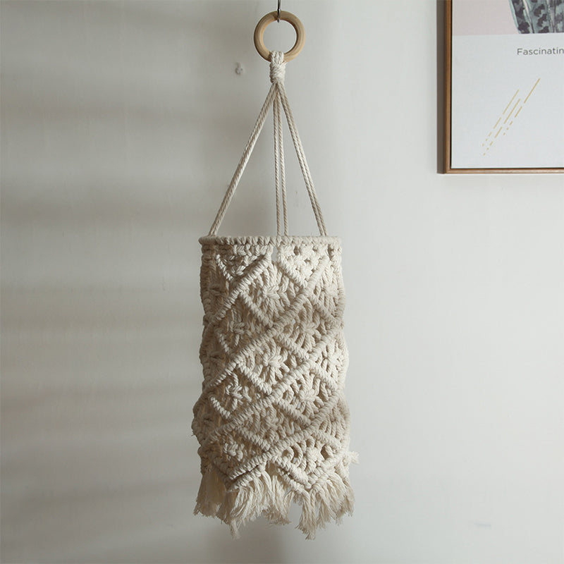 Hand-woven pendant lampshade