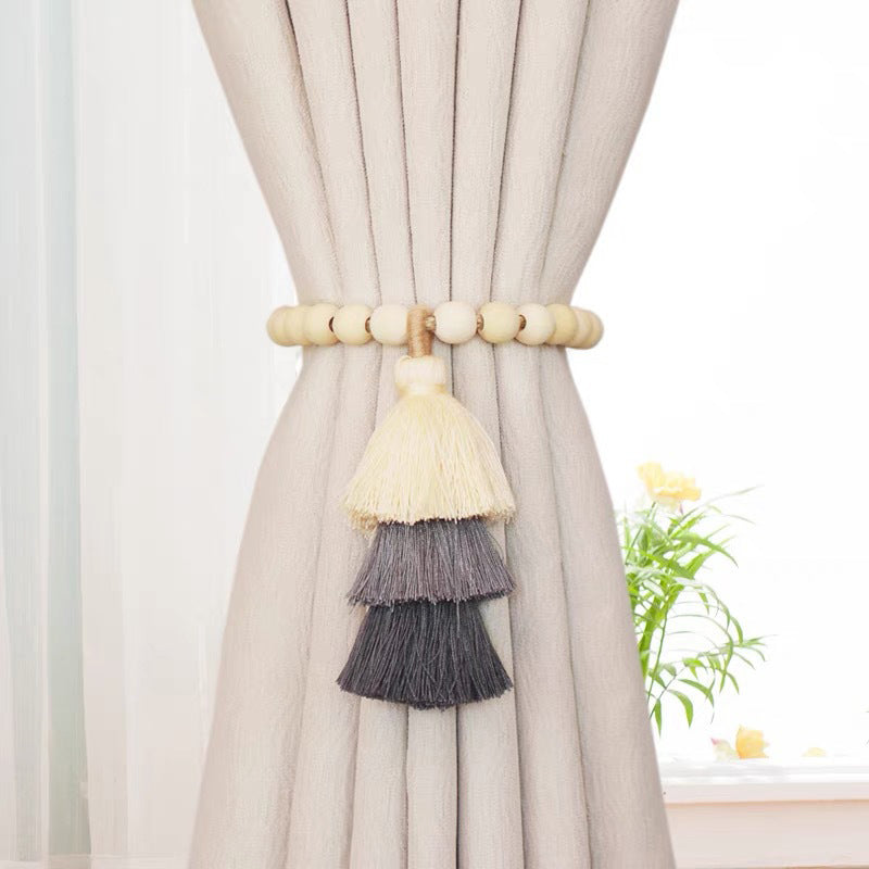 Punch-free rainbow tassel curtain tie