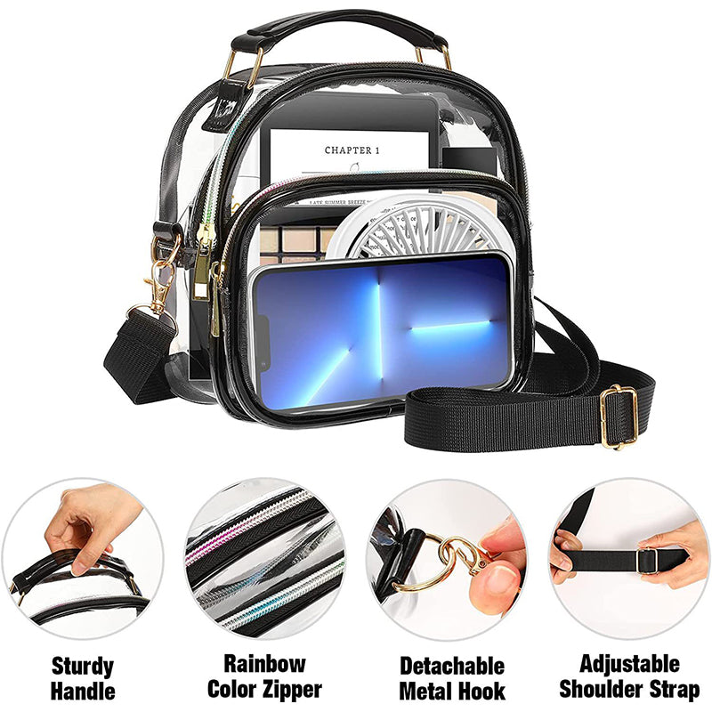 Black transparent messenger bag