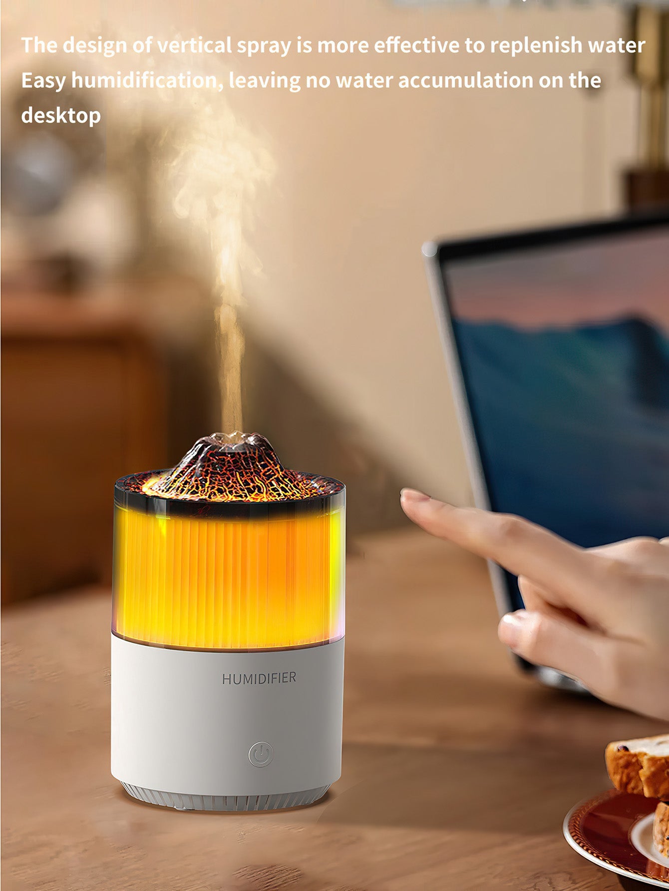 Volcanic Rock Night Light Aroma Diffuser with Flame Effect - 2 Colours