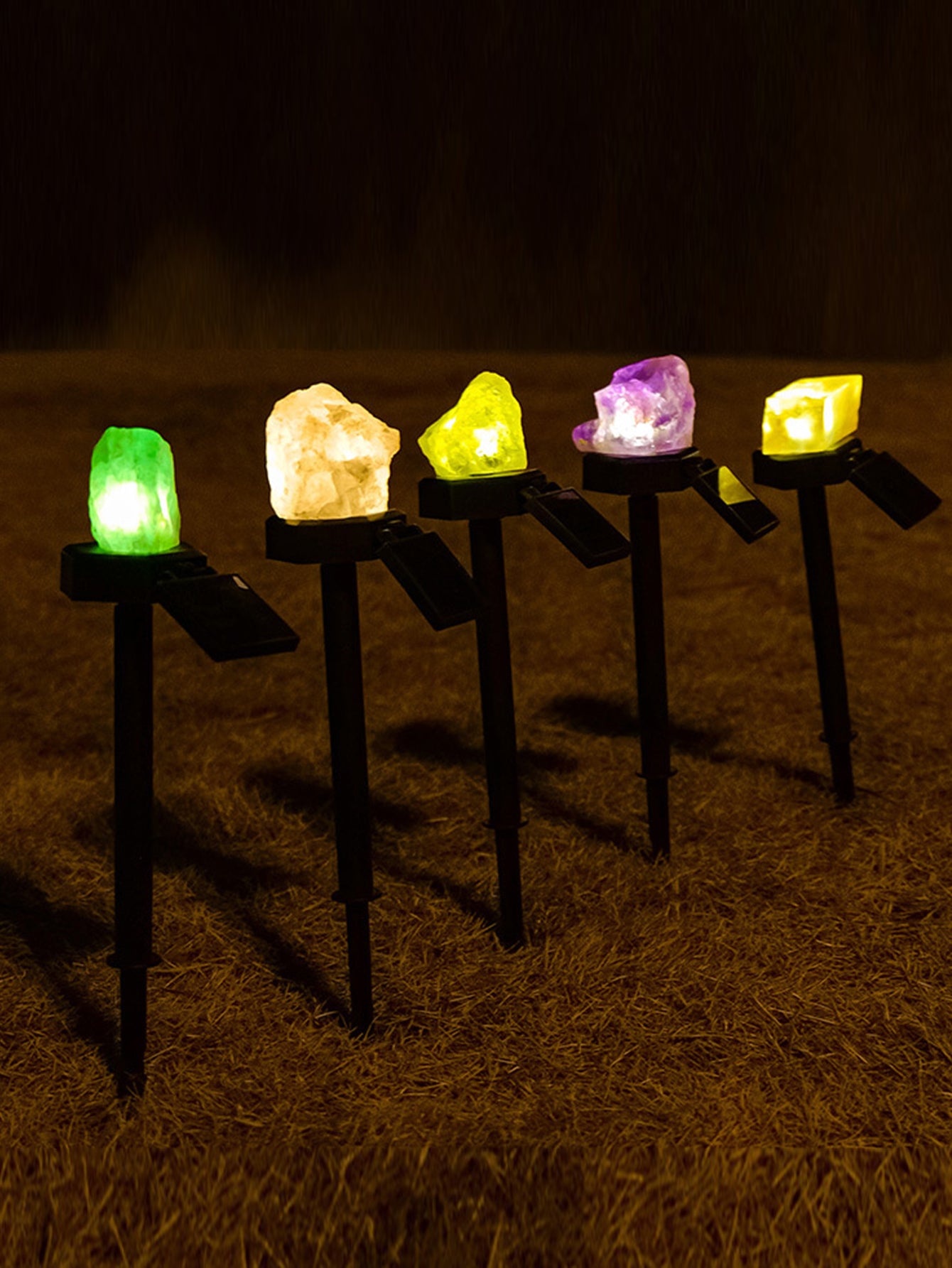 Natural crystal solar lawn light
