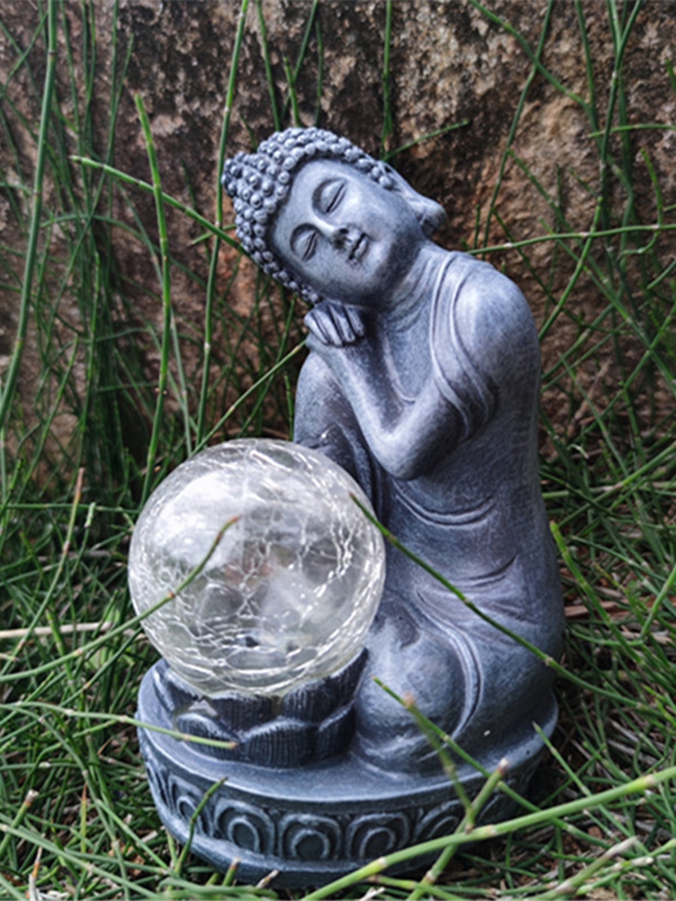Resin Buddha Statue Solar Lamp